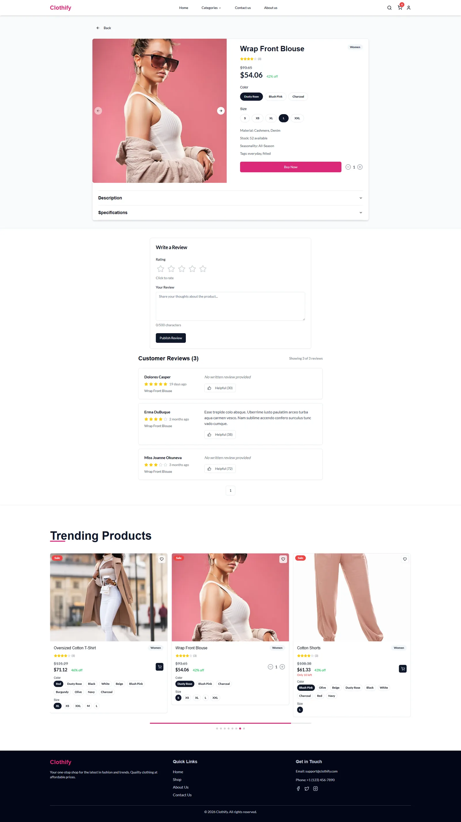Clothify – Fashion E-Commerce & Analytics — results screen